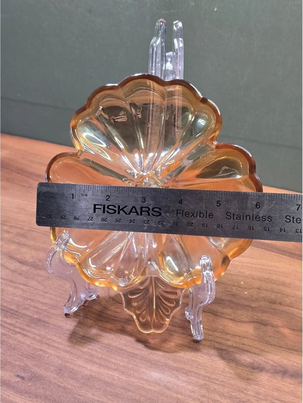 Vintage Amber Glass Flower Shaped Plate